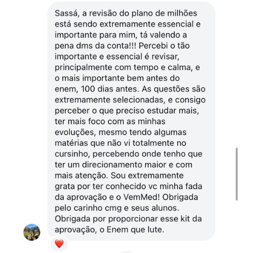 Depoimento de estudante VemMED 8